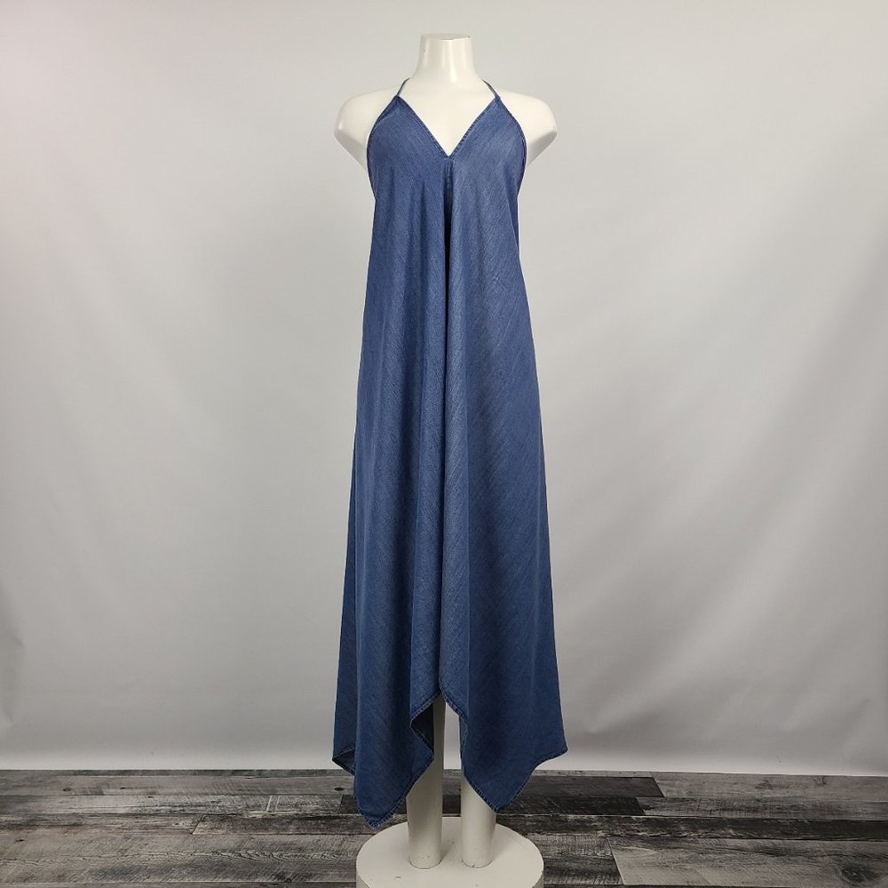 Love Stitch Dark Blue Chambray Halter Dress Size S/M NWT